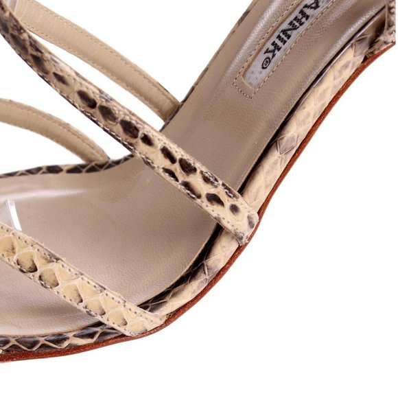 Manolo Blahnik Beige Python Strappy Slingback Heels/Sandals (Size: 8.5) - Picture 10 of 10
